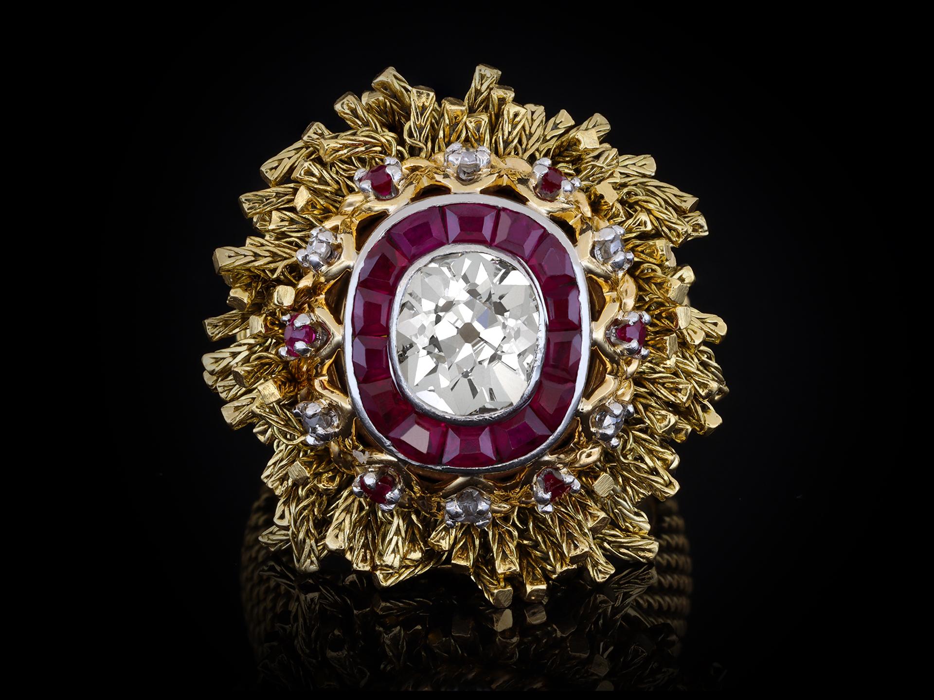 Vintage Diamond and Ruby Ring by Sterlé, circa 1950 For Sale at 1stDibs