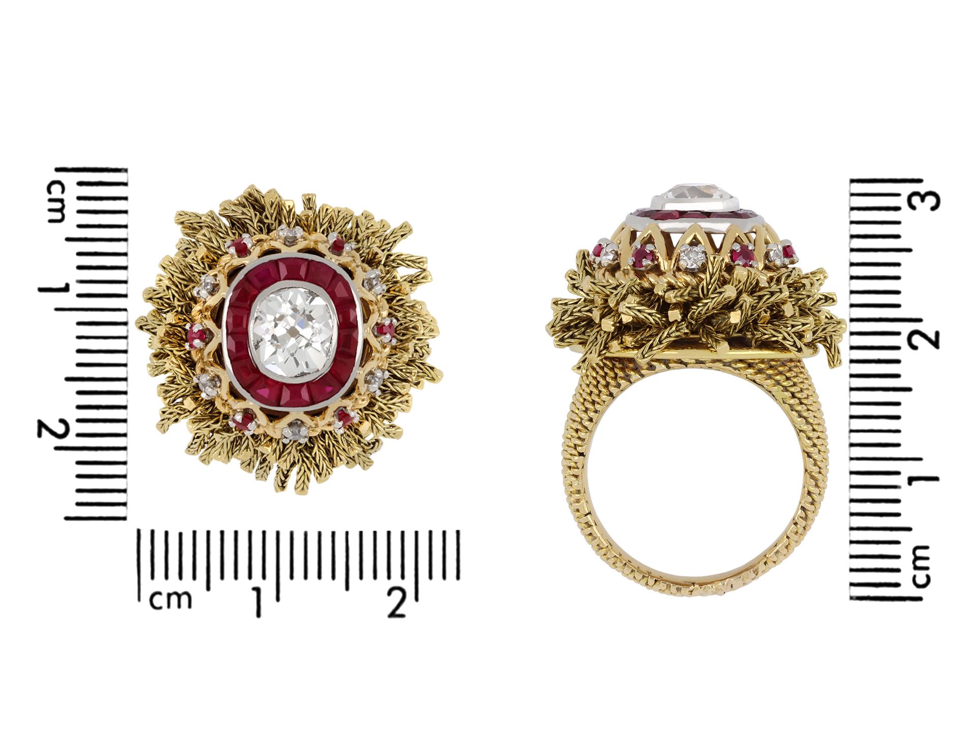 Vintage Diamond and Ruby Ring by Sterlé, circa 1950 For Sale 1