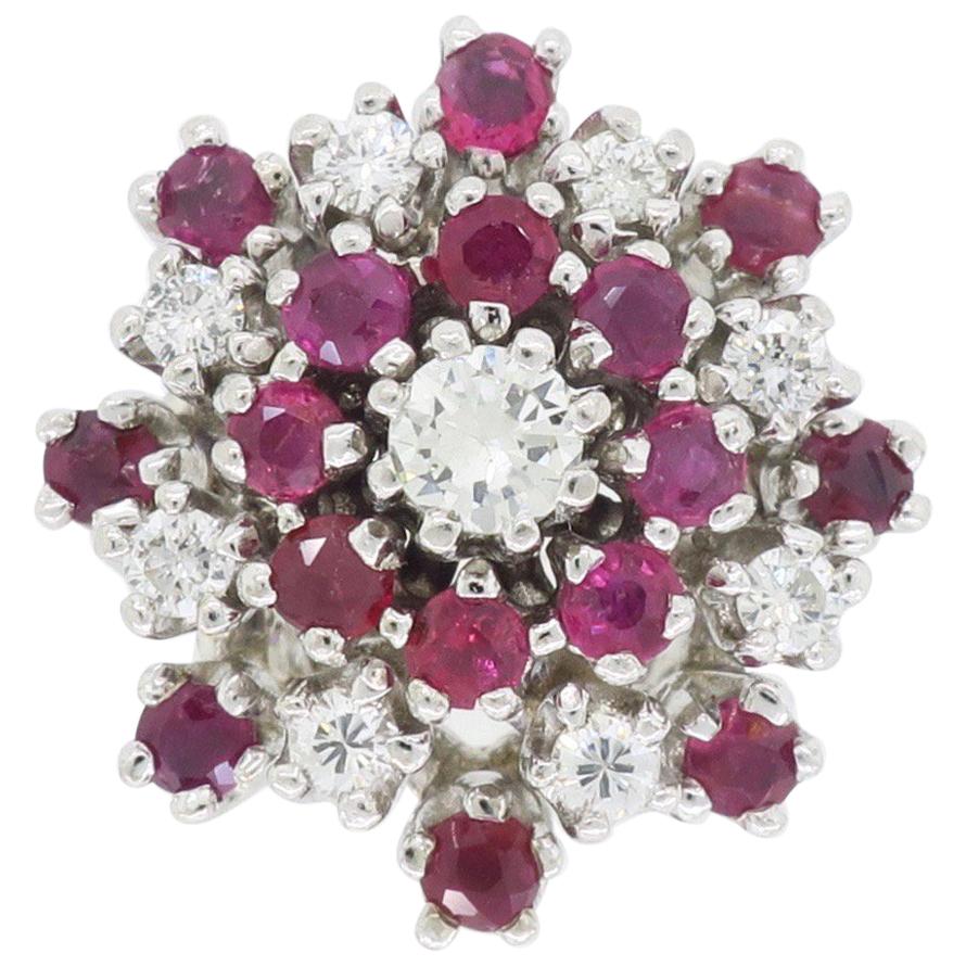 Vintage Diamond and Ruby Starburst Ring