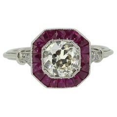 Vintage target-Ring mit Diamant und Rubin