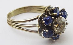 Vintage Diamond and Sapphire 14 karat White Gold Ring