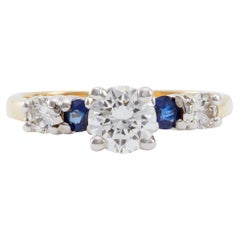 Vintage Diamond and Sapphire 14k Two Tone Ring