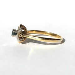 Vintage Diamond and Sapphire 18 Carat Gold Flower Ring