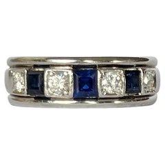 Vintage Diamond and Sapphire 18 Carat White Gold Band