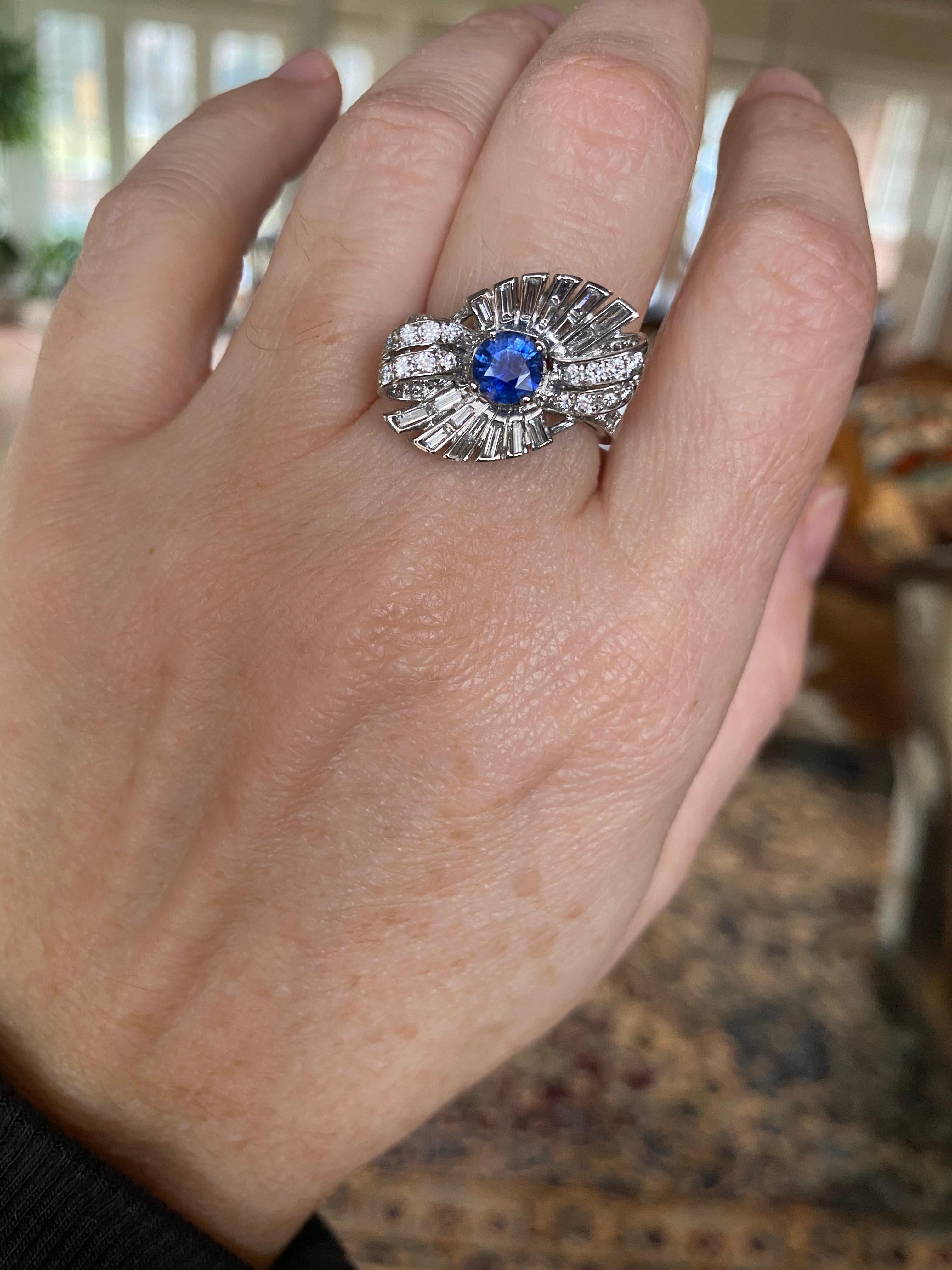 Vintage Diamond and Sapphire Cocktail Bow Ring  For Sale 2