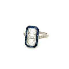 Vintage Diamond and Sapphire Diamond Platinum Cocktail Ring Estate Fine Jewelry