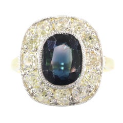 Vintage Diamond and Sapphire Engagement Ring, 1940s