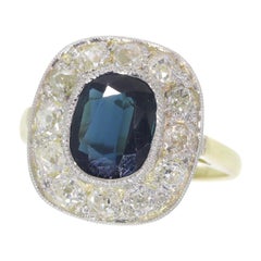 Vintage Diamond and Sapphire Engagement Ring, 1940s