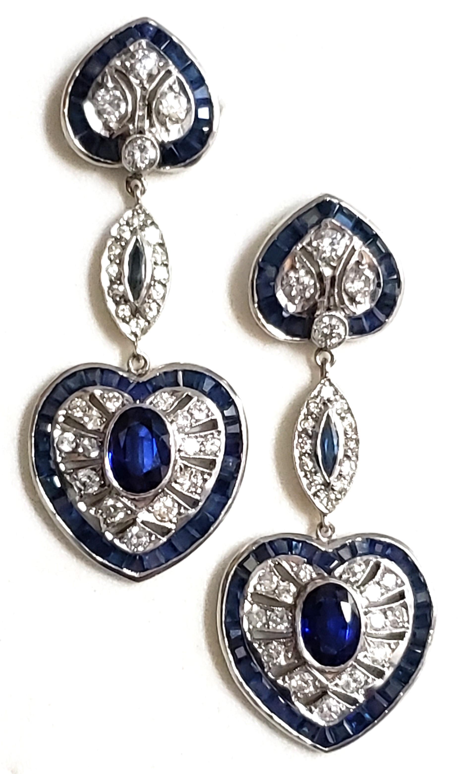 Beautiful Art Deco style filigree earrings most likely South American production - beautiful craftsmanship. Earrings encrusted with round brilliant cut natural diamonds - we estimate 1.00CT total weight (measuring from 1.5 to 2.5MM in diameter. H-I