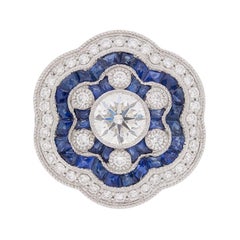 Vintage Diamond and Sapphire Floral Cluster Ring, circa 1950s