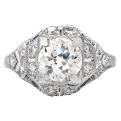 Vintage Diamond and Sapphire Platinum Engagement Ring
