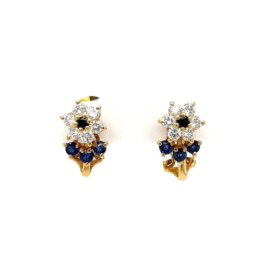 Modern Vintage Diamond and Sapphire Spinner Gold Earrings For Sale