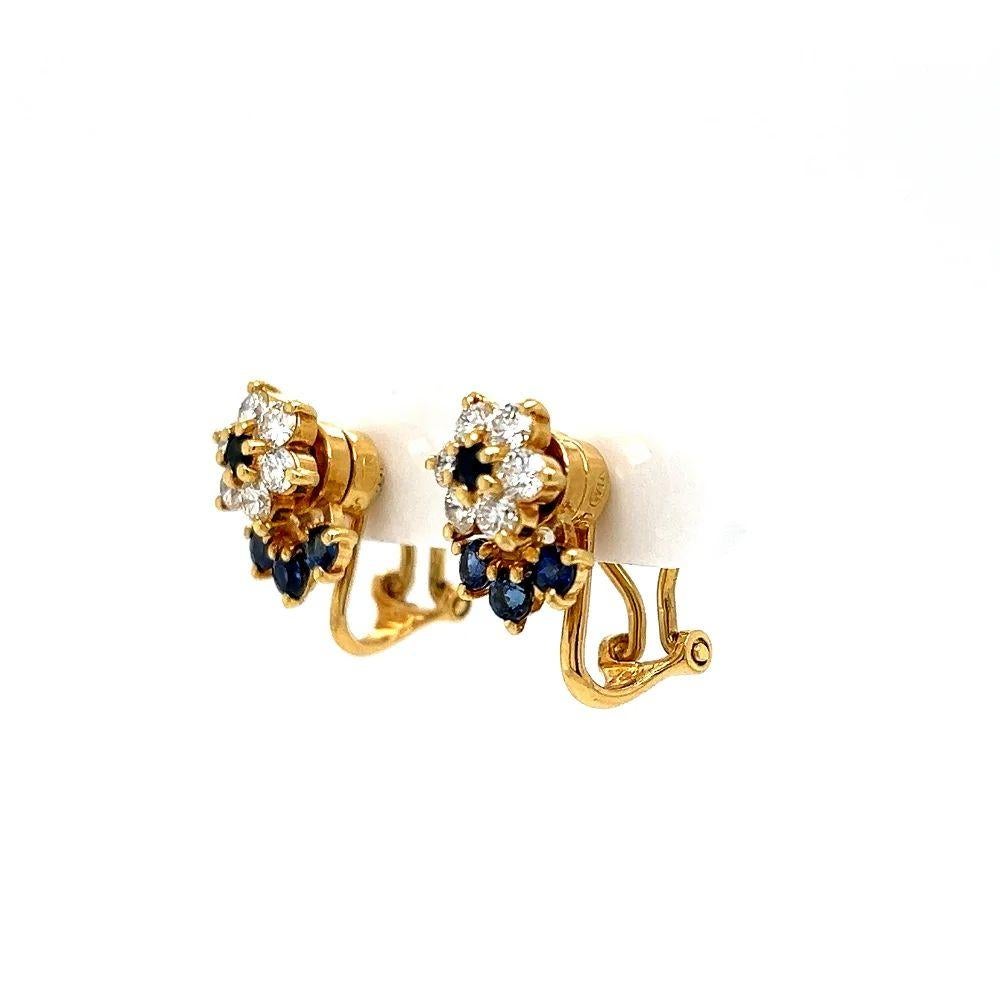 Vintage Diamond and Sapphire Spinner Gold Earrings In Excellent Condition For Sale In Montreal, QC