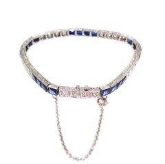 Vintage Diamond and Sapphire Tennis Line Bracelet