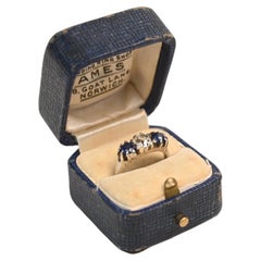 Vintage Diamond and Sapphire Three Stone Ring. 0.65ct Old Mine 18K White Gold