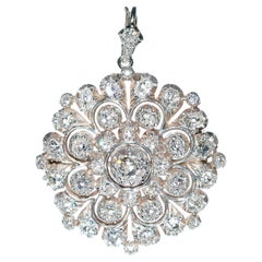 Vintage Diamond And Silver Flower Cluster Brooch-Cum-Pendant, Circa 1930