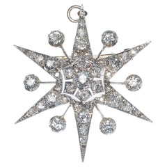Vintage Diamond And Silver Upon Gold Star Brooch, Circa 1930, 3.00 Carats