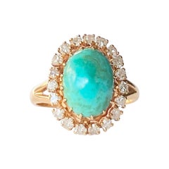 Vintage Diamond and Turquoise 9 Carat Gold Cluster Ring