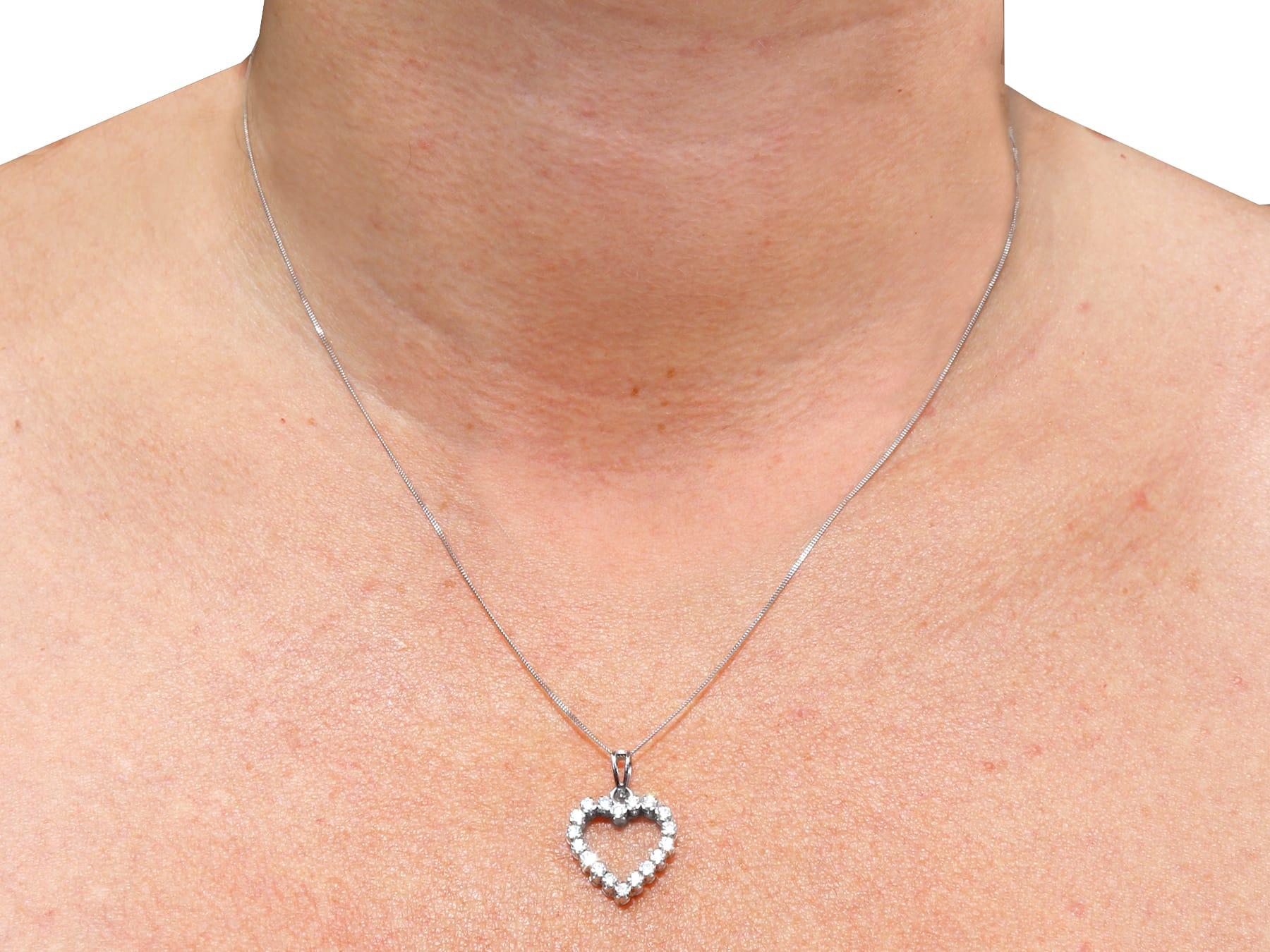 Vintage Diamond and White Gold Heart Pendant For Sale 2