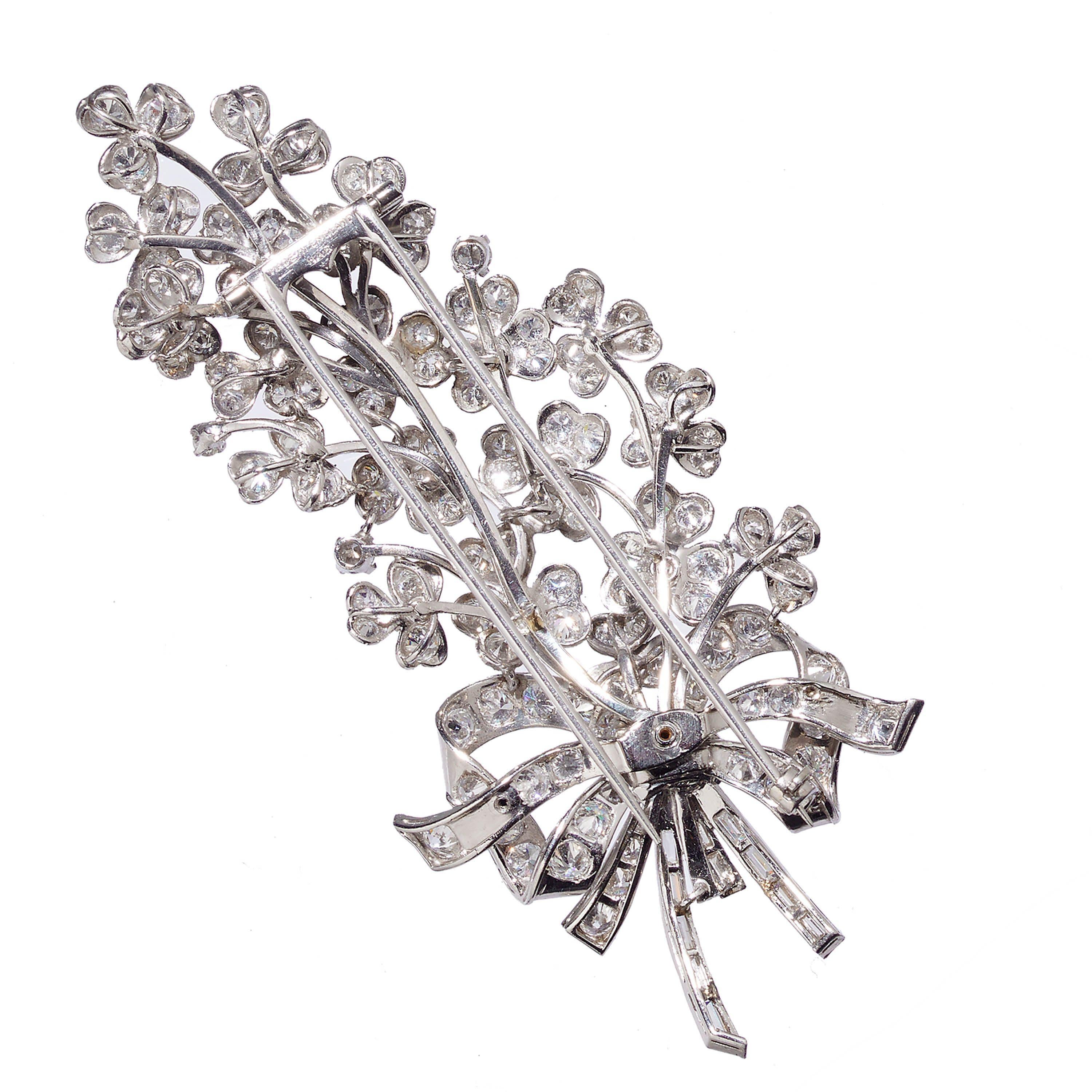 Women's Vintage Diamond And White Gold Lilac Flower Brooch, Circa 1950 For Sale