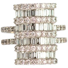 Vintage Diamond and White Gold Panel Ring