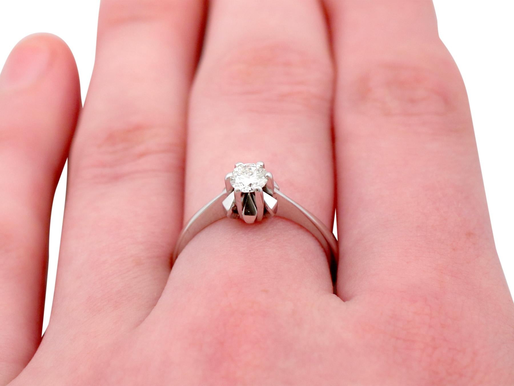 Women's Vintage Diamond and White Gold Solitaire Ring For Sale