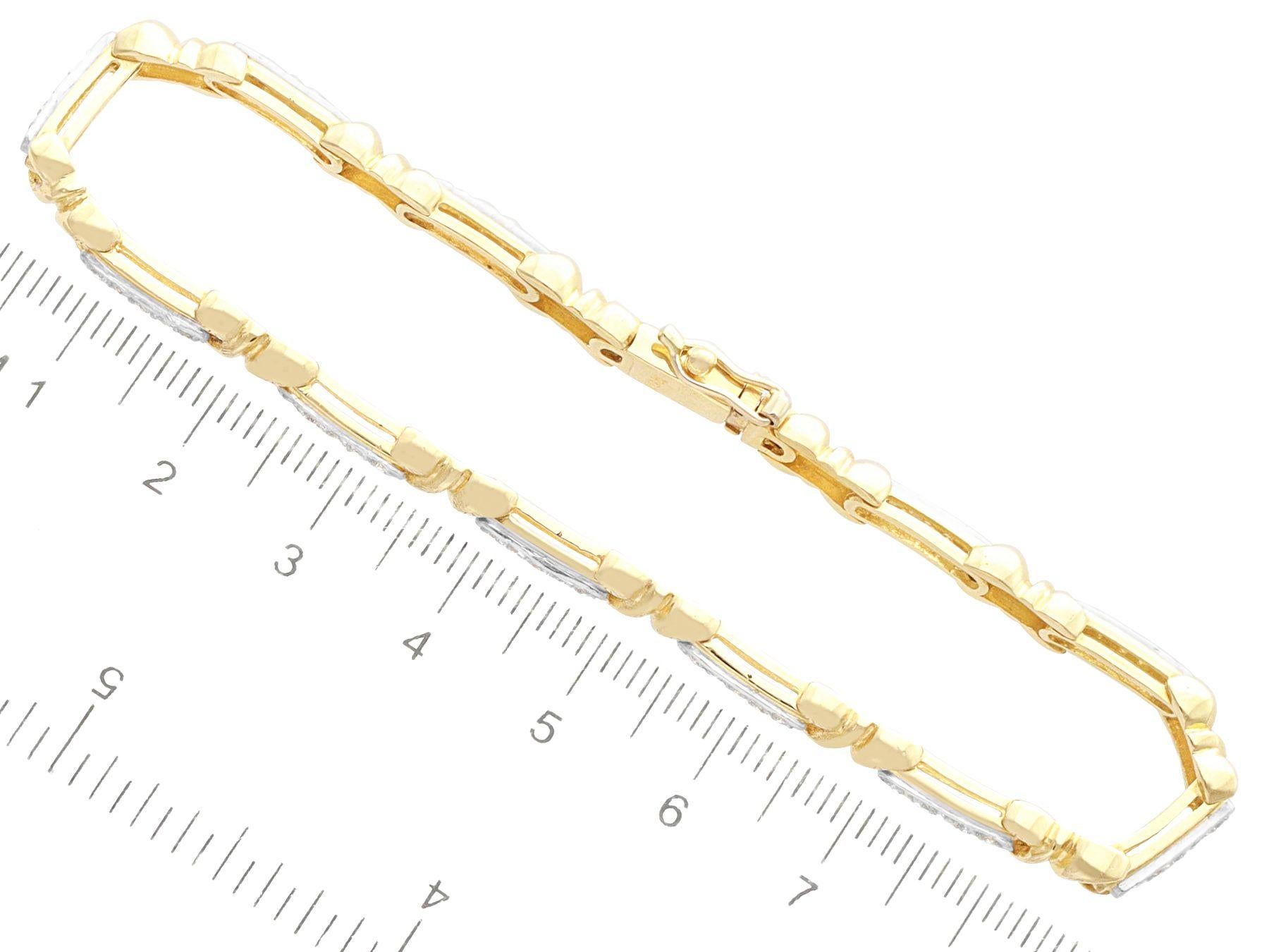 Bracelet vintage en or jaune 18 carats et diamants Unisexe en vente