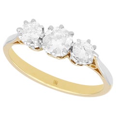 Vintage Diamant und Gelbgold Platin Set Trilogie Verlobungsring