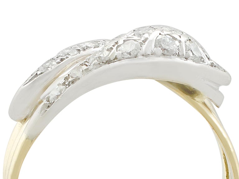 Vintage Diamond and Yellow Gold Snake Ring, Circa 1960 For Sale at 1stDibs