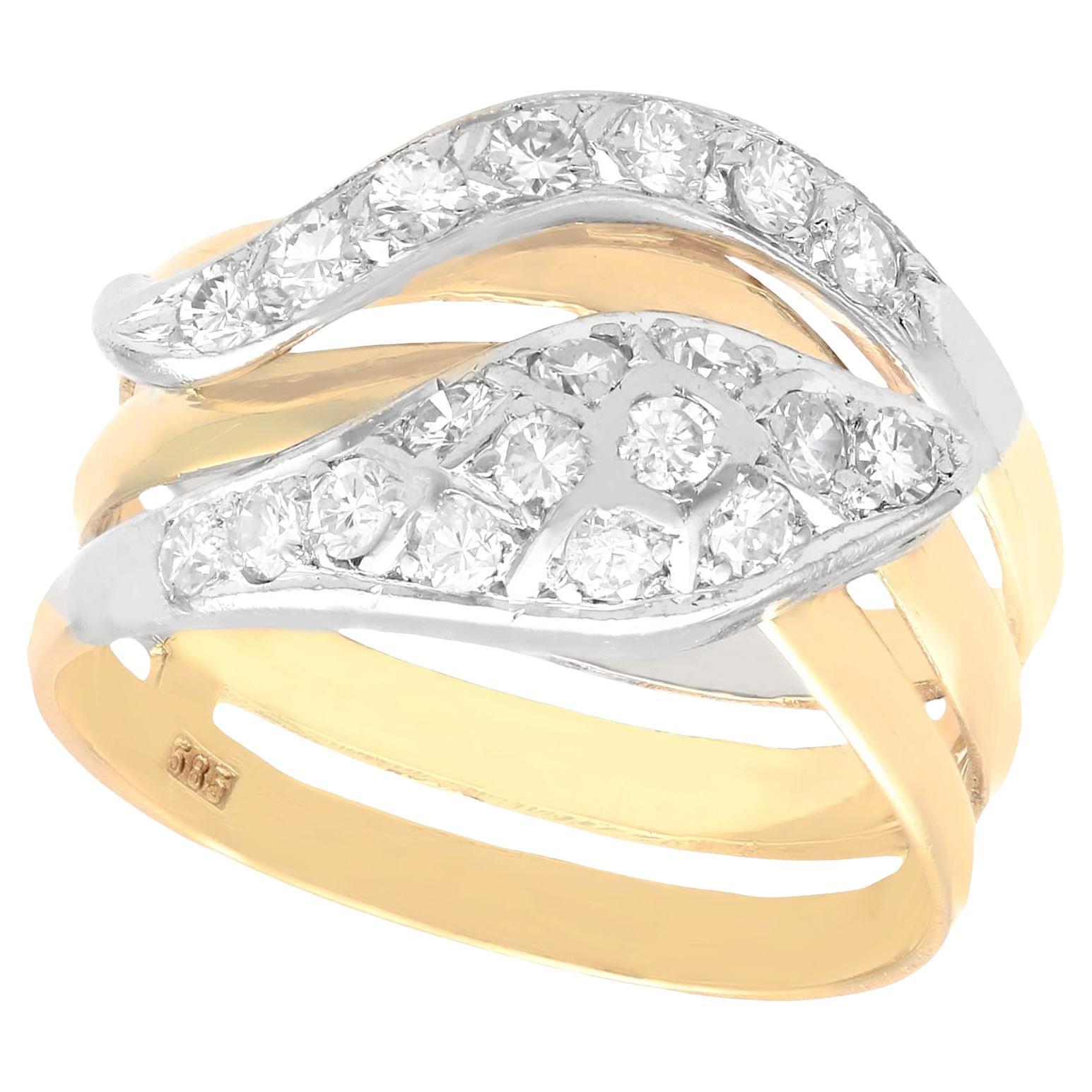 Vintage Diamond and Yellow Gold Snake Ring