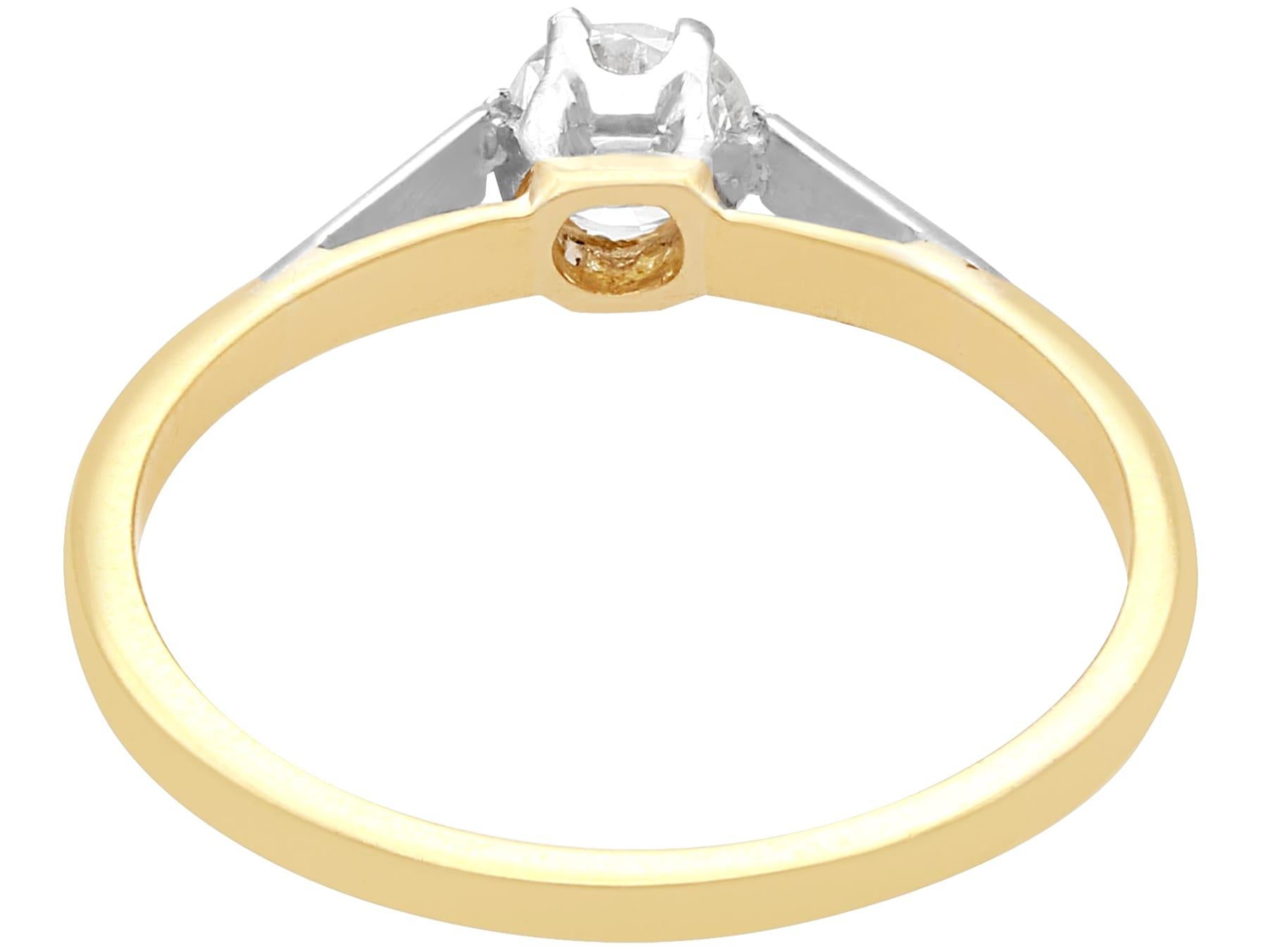 Round Cut Vintage Diamond and Yellow Gold Solitaire Engagement Ring, Circa 1950 For Sale