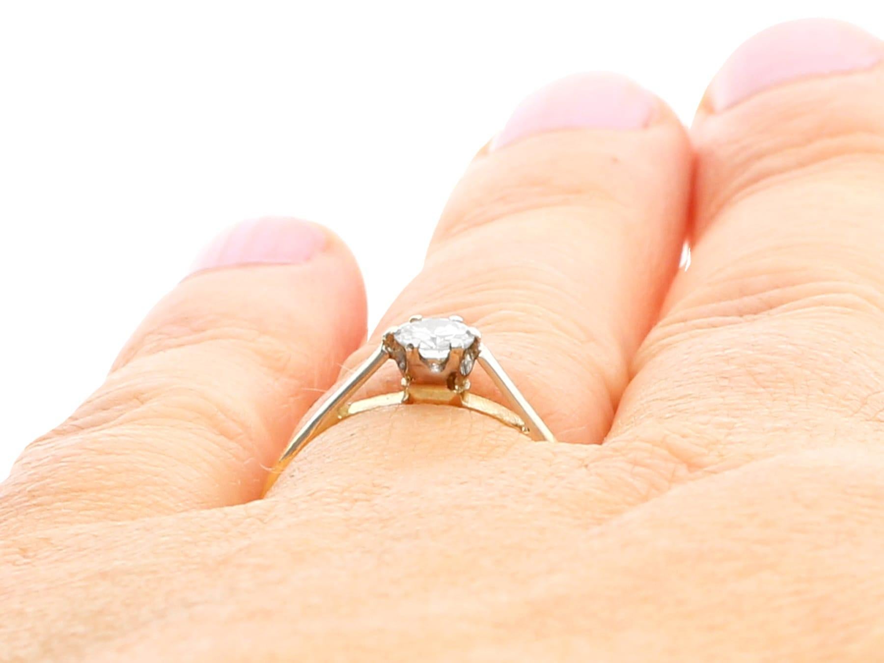 Vintage Diamond and Yellow Gold Solitaire Engagement Ring, Circa 1950 For Sale 2
