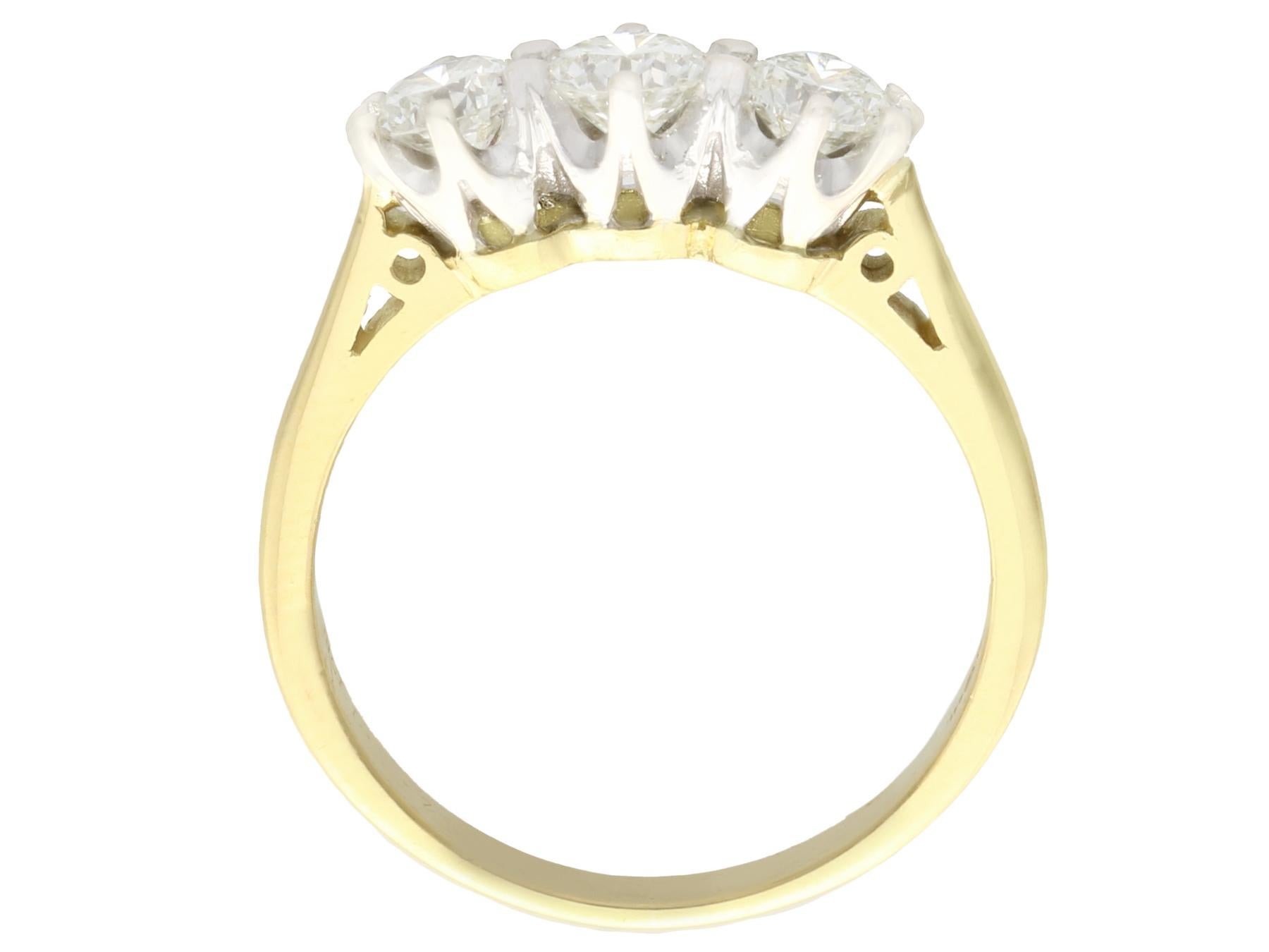 Women's or Men's Vintage Diamond and Yellow Gold Trilogy Ring, circa 1970