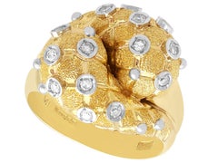 Vintage Elizabeth II Diamond and Yellow Gold Twist Ring