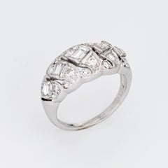 Vintage Diamond Anniversary Band Platinum Midcentury Ring Estate Jewelry