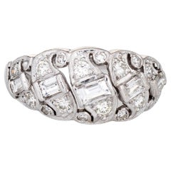 Vintage Diamond Anniversary Band Platinum Midcentury Ring Estate Jewelry