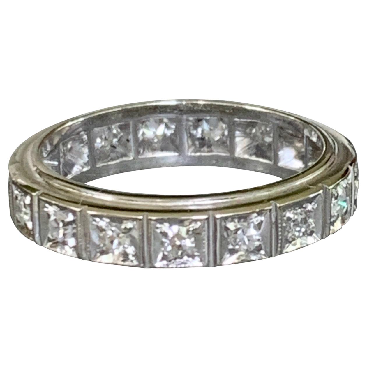 Vintage Diamond Anniversary Platinum Band Ring - Size 6 1/2