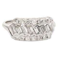 Vintage Diamond Anniversary Ring Mixed Cuts 14 Karat Gold 0.92 Carat Estate 8.25