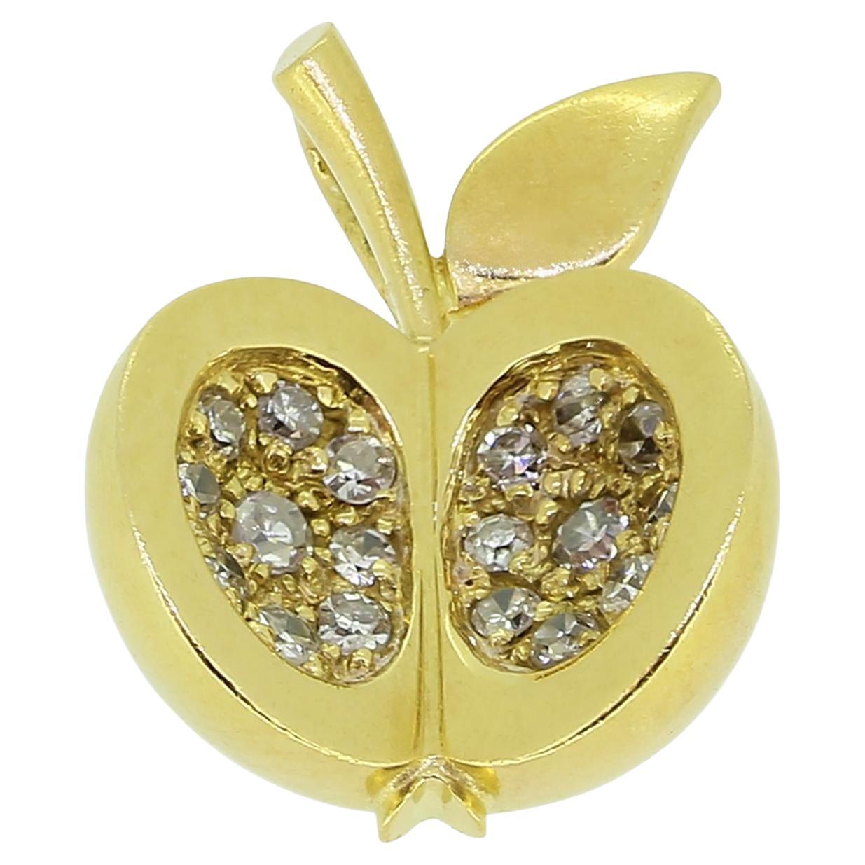 Vintage Diamond Apple Charm Pendant