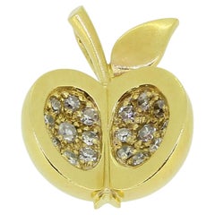 Vintage Diamond Apple Charm Pendant