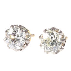 Vintage Diamond Art Deco Ear Studs, 1920s