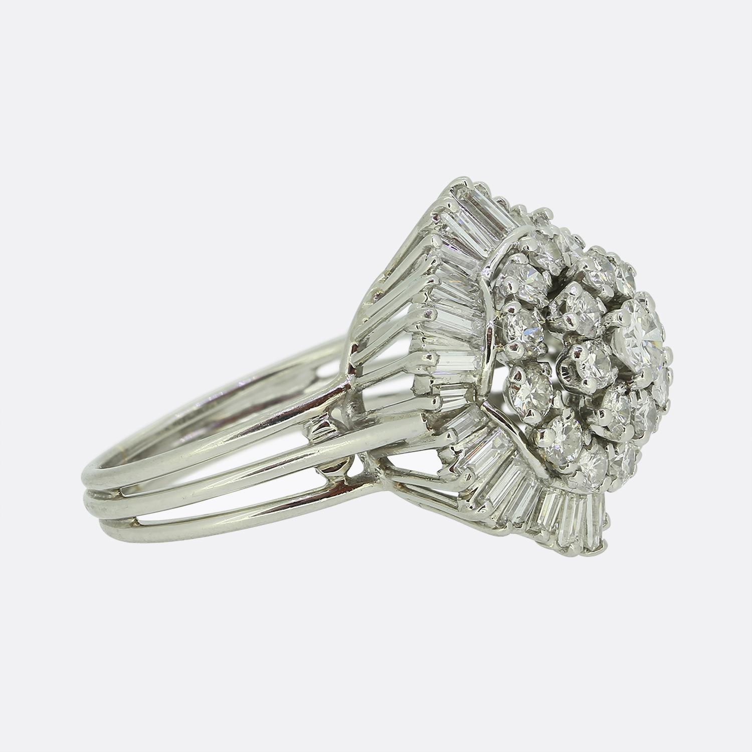 Taglio brillante Anello Ballerina con Diamante Vintage in vendita