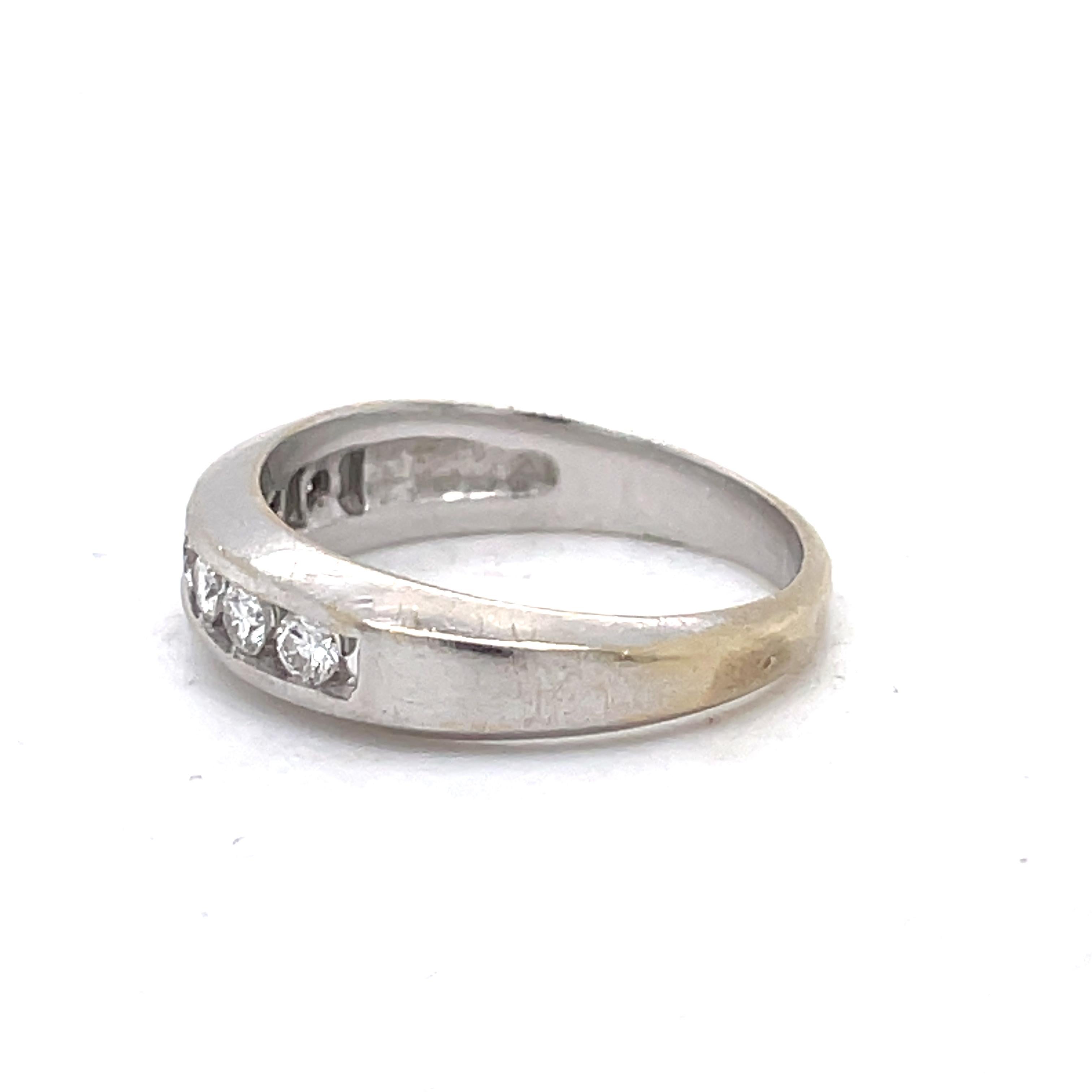 Women's or Men's Vintage Diamond Band, 0.4CT Natural Diamond, 18K White Gold ring, Estate ring For Sale