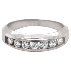 Vintage Diamond Band, 0.4CT Natural Diamond, 18K White Gold ring, Estate ring