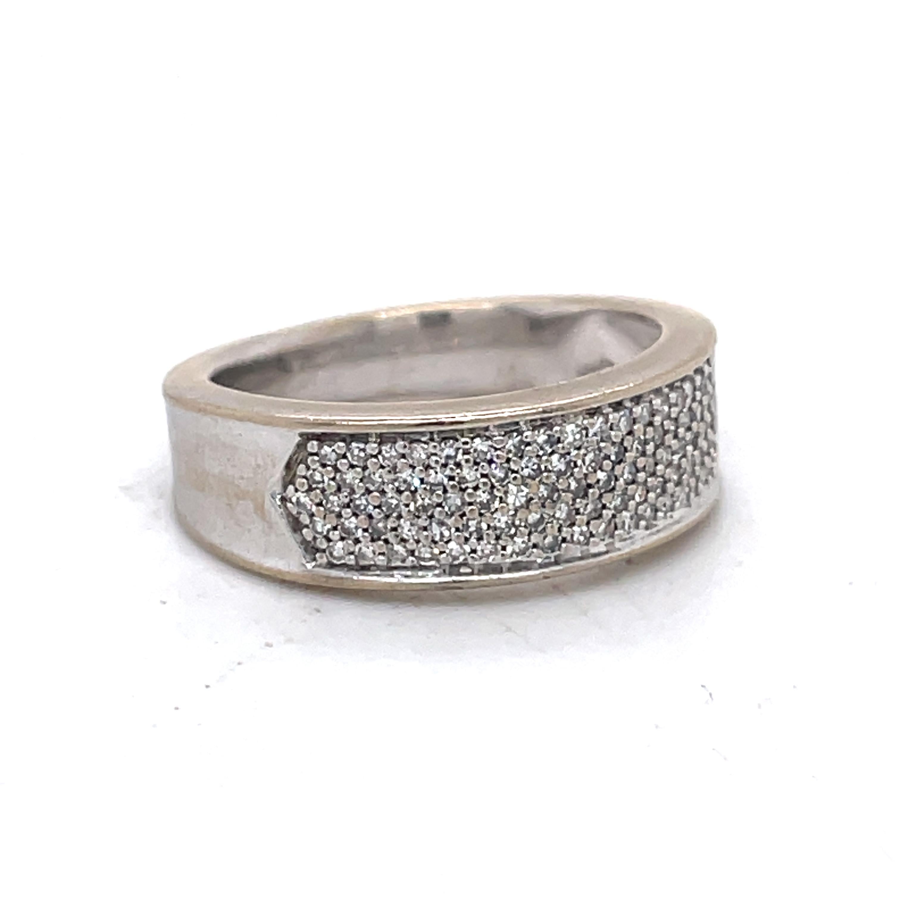 Vintage Diamond Band, 0.5CT Natural Diamond, 18k White Gold ring, Chunky ring For Sale 1