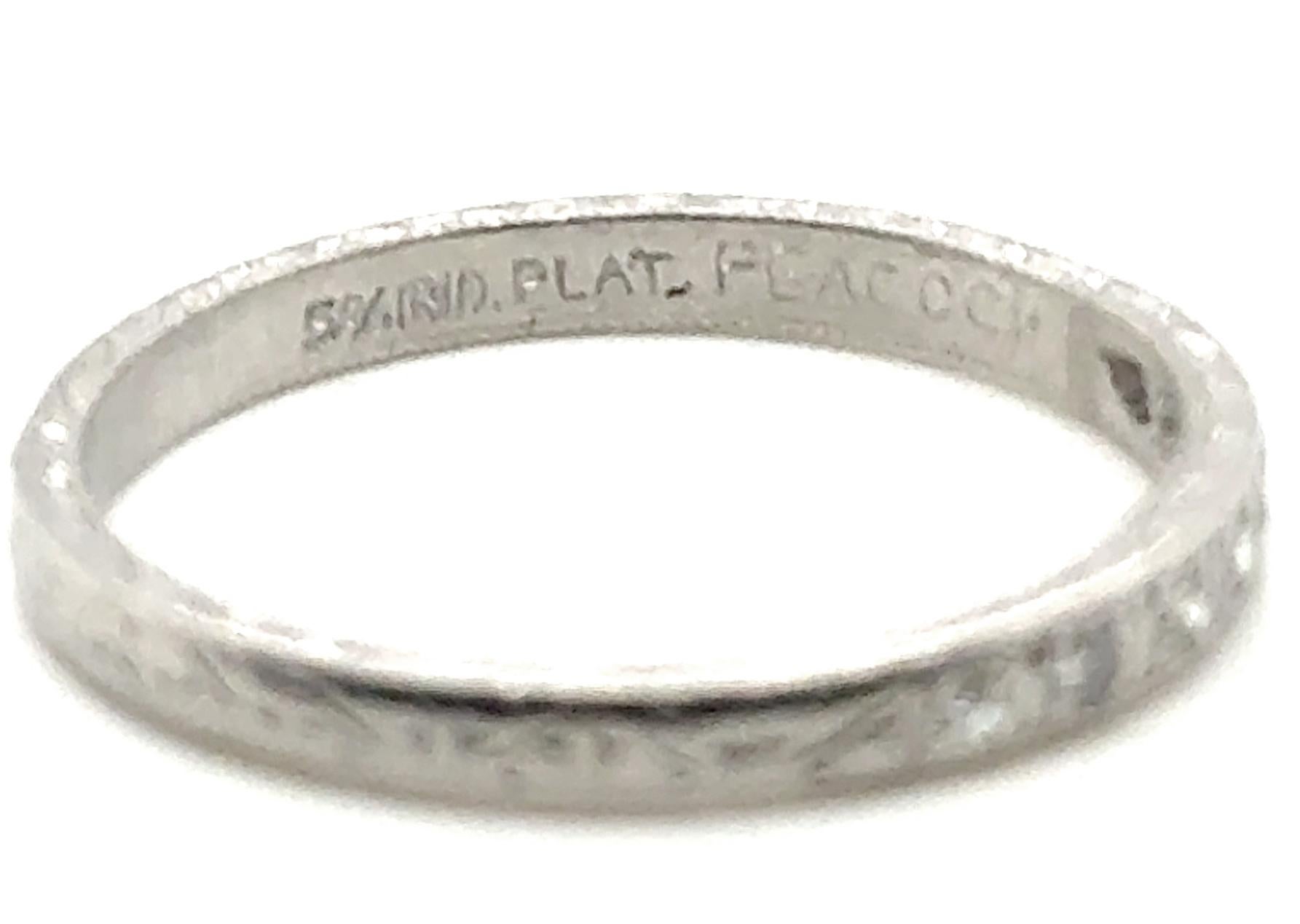 Single Cut Vintage Diamond Band .15ct Platinum Art Deco C.D Peacock Genuine Original 1920s For Sale