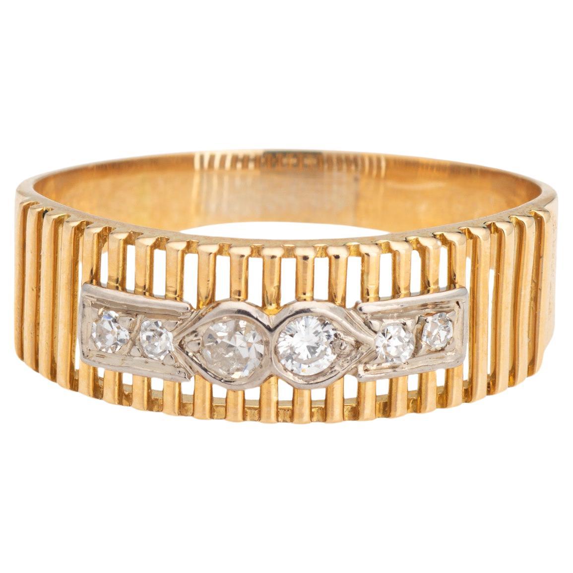 Vintage Diamond Band 18k Yellow Gold Sz 8.75 Stacking Ring Fine Jewelry ...