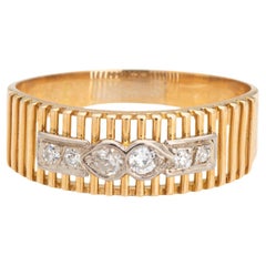 Vintage Diamond Band 18k Yellow Gold Sz 8.75 Stacking Ring Fine Jewelry Wedding