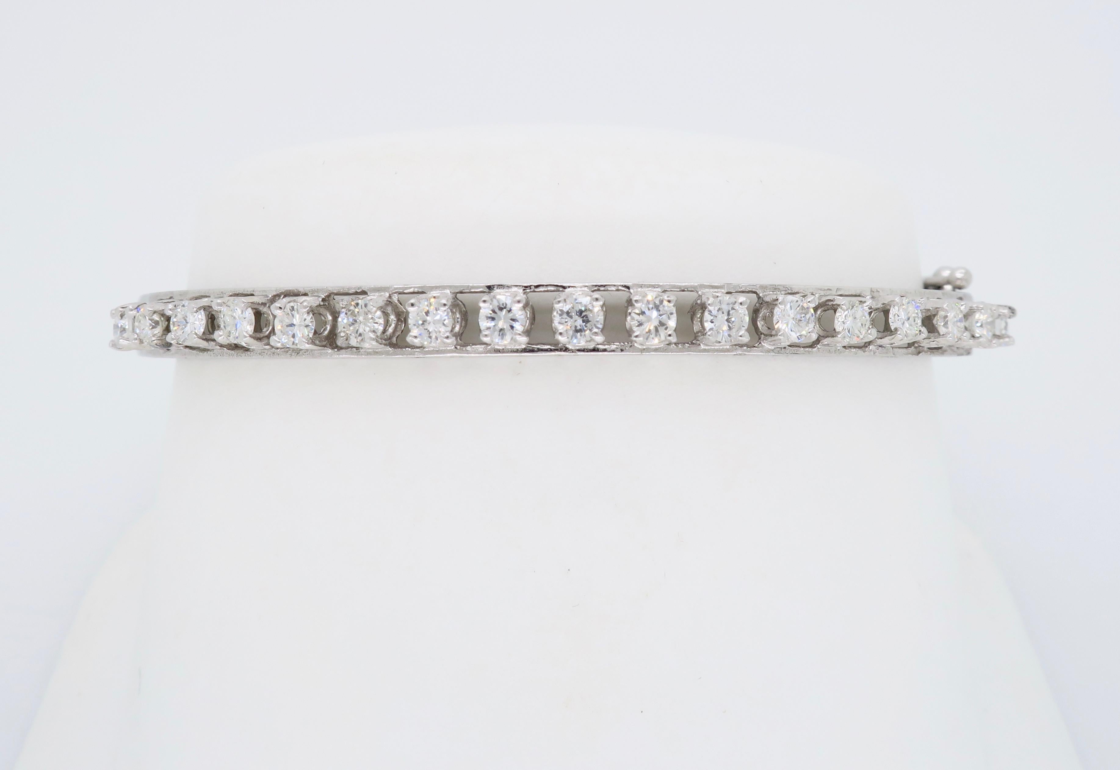 Vintage Diamond Bangle Bracelet In Excellent Condition In Webster, NY