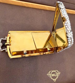 Diamant Vintage et perles Basara,  Saphir Cabochon Or 18k Compact Box 158 Gm